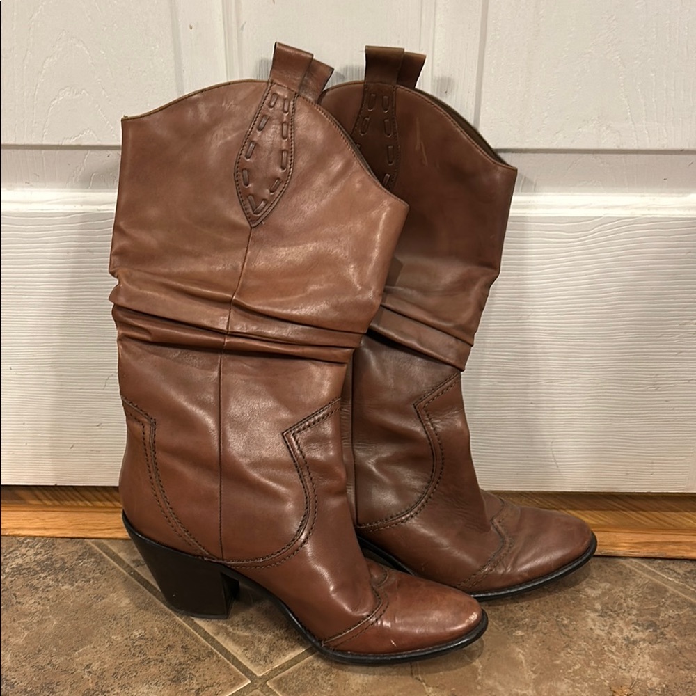 Brown Leather Western Boots